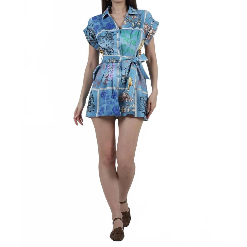 NEW AYLAYA abigail printed romper in blue